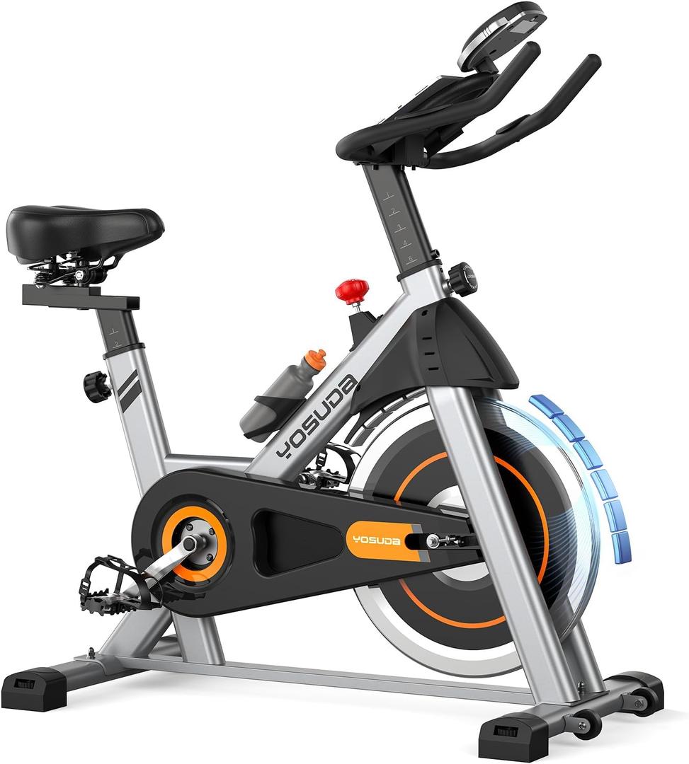 YOSUDA Exercise Bike, Stationary Bike with App, Brake Pad/Magnetic Indoor Cycling Bike with 300 lb Weight Capacity, Low Noise, Tablet Holder, Comfortable Seat for Home Fitness and Weight Loss