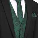 COOFANDY Men's Suit Vest Tie Set 3PC Paisley Jacquard Waistcoat and Necktie Pocket Square for Holiday Party Wedding