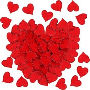 150 Heart Felt Stickers - 1.4inch Stitched Heart Shape Stickers - Valentine's Day Wedding Party Decor DIY Crafts Supplies (Red)