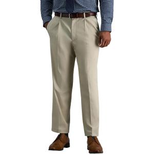 Haggar Men's Premium No Iron Khaki Classic Fit Expandable Waist Flat Front Pant Reg. and Big & Tall Sizes (40W x 29L)