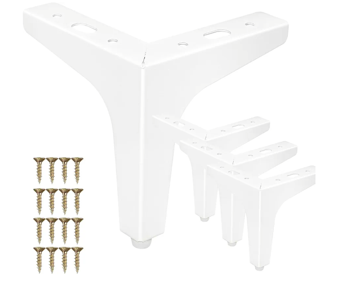 4 Inch Metal Furniture Legs, Set of 8 Modern Diamond Triangle White DIY Replacement Feet Corner Legs for Cabinet, Sofa, Sideboard, Couch, Dresser Makeover