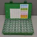 Seed Organizer Storage Box, Black Opaque Light Proof Seed Bank with 60 Transparent Bottles & Labels, Seed Holder Packet Organizer, Seed Vault Container for Homesteaders, Garden Tackle and Bead Sorter (GREEN with LOGO)