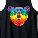 Geometric Bear LGBT Rainbow Flag Gay Pride Men Women Tank Top (Small, Black)