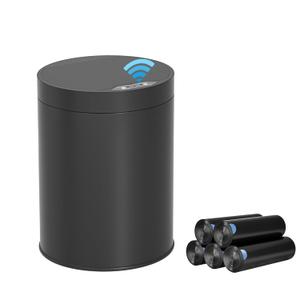 Bathroom Trash Can with Lid 2.6 Gallon Stainless Steel TrashCans Automatic Bathroom Garbage Can for Bedroom, Kitchen, Office (1Pack, Black)