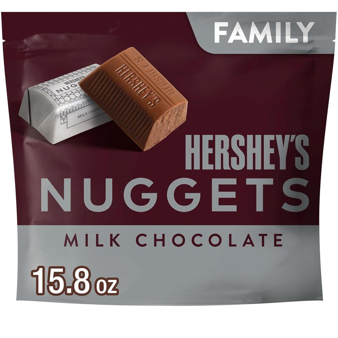 Hershey's Milk Chocolate Nuggets Packaged Candy Family Pack Stand Up Bag, 15.8 oz, 15.8 oz (EXP 06/01/26)