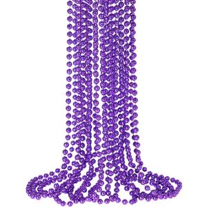 SHAOQINLIN 12 PCS Purple Mardi Gras Beads, Purple Beads Necklaces 33" Metallic Beaded Costume Necklaces Party Necklaces for Halloween Mardi Gras Parade Throws Wedding Birthday Party Favors