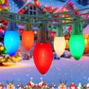 PASUTO 50FT C9 Christmas Lights Outdoor, Multicolor Vintage Christmas Lights String with 50 Multi-Color Ceramic Bulbs, Outdoor String Light for Home Party Patio Holiday Indoor Decor, 7W, E17 Base