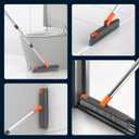 AIR U+ Grout Brush with Long Handle 180 Swivel Scrub Brush with Tweezers to Hair Clip V-Shape Grout Line Scrubber Stiff Bristles for Deep Cleaning Crevice, Tile Line, Shower, Kitchen, Corners