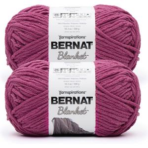 Bernat Blanket BB DEEP Fucshia Yarn - 2 Pack of 300g/10.5 oz - 100% Polyester - #6 Super Bulky - 220 Yards - Knitting/Crochet