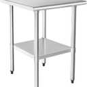 HARDURA Stainless Steel Table 24X24 Inches with Undershelf and Galvanized Legs NSF Heavy Duty Commercial Prep Work Table for Restaurant Kitchen Home and Hotel