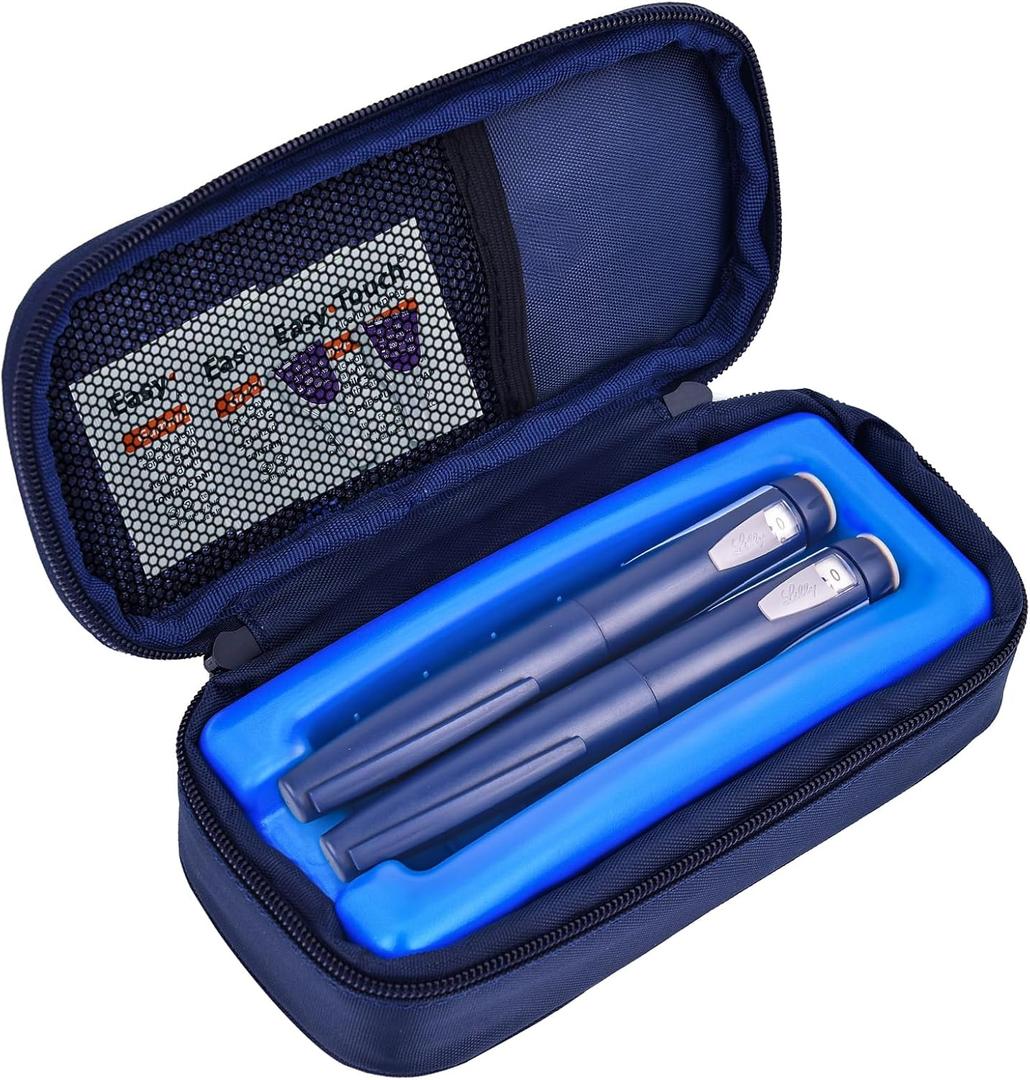 Cruxer Insulin Cooler Pen Travel Case Tsa Approved,Refrigerated Medical Bag with Protective Ice Brick, Diabetes Organizer Medication Insulated Cold Pack,Keep Medicine Cool While Traveling Diabetic Kit (Medium--Fits Pen)