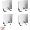 4 Pack All-Purpose Stainless Steel Squeegee Holder Shower Door Hooks Towel Hooks Hanger Organizer for Bathroom Shower Glass Doors Squeegee Cleaner Tool