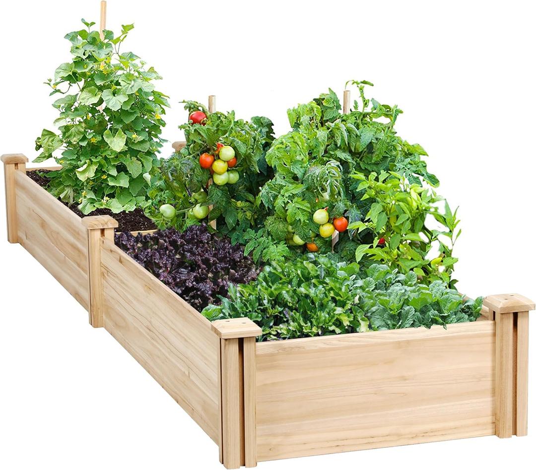 Yaheetech 82ft Wooden Horticulture Raised Garden Bed Divisible Elevated Planting Planter Box for Flowers/Vegetables/Herbs in Backyard/Patio Outdoor, Natural Wood, 95 x 25 x 11in (8ft x 2ft)