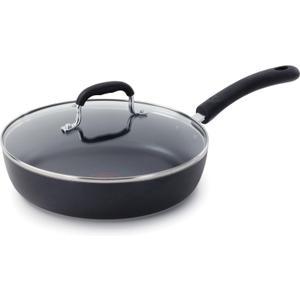 T-Fal Experience Non Stick Fry Pan w/Lid 10 Inch, Induction, Oven Broiler Safe 400F, Compatible with All Cooktops, Cookware, Deep Frying Pan, Cooking Skillet, Pots and Pans, Dishwasher Safe, Black