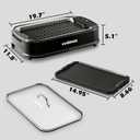 Indoor Grill, CUSIMAX Smokeless Grill Indoor, 1500W Electric Grill Griddle Korean BBQ with LED Smart Display & Tempered Glass Lid, Non-stick Removable Grill Plate & Griddle Plate, Blac