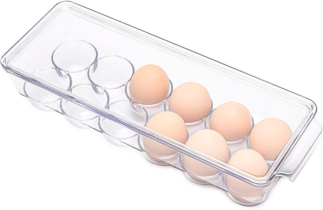 Ambergron 12 Eggs Holder for Refrigerator, Clear Egg Container for Fridge, Kitchen