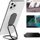 Phone Ring Holder Finger Kickstand, Foldable 360 Rotation Cellphone Grip for Desk, Office Desktop, Cell Phone Stand Compatible with iPhone iPad Smartphones Tablets (with Magnetic Car Mount) (Dark Grey)
