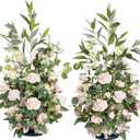 Ling's moment 41" Tall Ground Flowers for Wedding Decor, 2pcs Free Standing Artificial Flowers Arrangements, Aisle Chair Backdrop Decoration for Garden Arch Entryway Ceremony Reception, Blush & Cream
