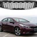 Front Upper Grille Grill Compatible for Kia Forte Sedan LX SX 2017-2018 2.0L Chrome Trim Front Upper Bumper Radiator Grille Matte Black Repalce 86350B0010 KI1200191