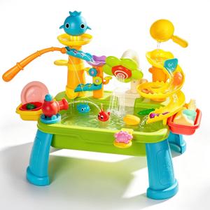Upgraded Toddler Sand Water Table Toy with Electric Water Pump, Kids Sand Water with Faucet/Play Food Accessories/Fishing Toy, Kitchen Play Sink Toys for Girl Boy Age 3+