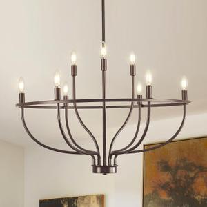 9-Light Farmhouse Oil Rubbed Bronze Chandelier Dining Room Light Fixture, 30in
