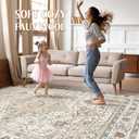 12x15 Area Rug Living Room: Washable Boho Large Neutral Vintage Soft Rug Stain Resistant Farmhouse Non Slip Indoor Floor Carpet for Bedroom Nursery Kids Playroom Office Dining Room- Cream Blue