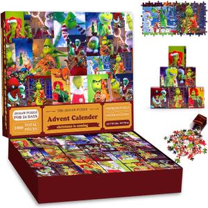 Christmas Advent Calendar Puzzle 1000 Piece for Kids Adults, Countdown Calendar 2024 Jigsaw Puzzle, Gifts for Boys Girls Teens