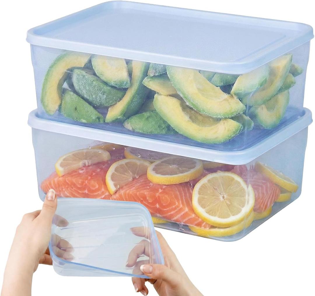 carrotez Flexible Freezer Storage Containers with lids - Easy Release & Stackable Meal Prep Containers, 2Pack 8.5cup (67oz)