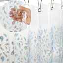 Holographic 3D EVA Shower Curtain Liner Glitter Feather, 72x72 Premium Clear Plastic Bathroom Shower Curtain with Rustproof Metal Grommets for Shower Stall, Bathtubs