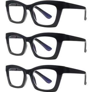 SIGVAN 6 Pack Oprah Style Reading Glasses Blue Light Blocking Square Computer Spring Hinge Readers for Women Men (3 Black, 2.75 x)