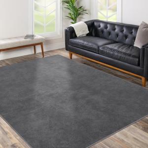 Office Chair Mat, 75" x 60" Large Chair Mat for Hard Floors, Flannel Fabric Area Rug for Hard Surface, Floor Protector Under Desk Mat for Home Office (Dark Grey)