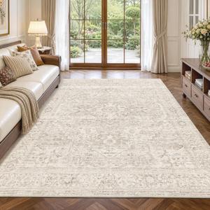 FMFUNCTEX 12x15 Washable Beige Neutral Oriental Large Living Room Area Rug
