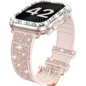 Goton Bling Silicone Band Case Compatible for Apple Watch Series 11 10 42mm with Edge Protector Cover[No Glass], Strap Color Changes with Angle for iWatch Series 11/10 42 mm