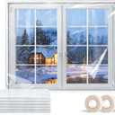 Nuanchu 6 Pieces Window Insulation Kit for Winter Total 47 x 756 Inch Plastic Window Coverings with Double Sided Interior Replacement Tapes, Winterizing Kit for Winter