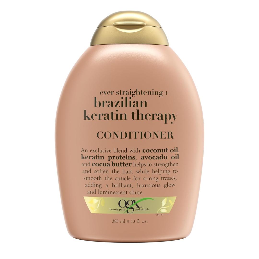 OGX Brazilian Keratin Therapy Shampoo for Shiny Hair, Sulfate-Free, with Coconut Oil and Avocado Oil, 13 Fl Oz (13 Fl Oz (Pack of 1))