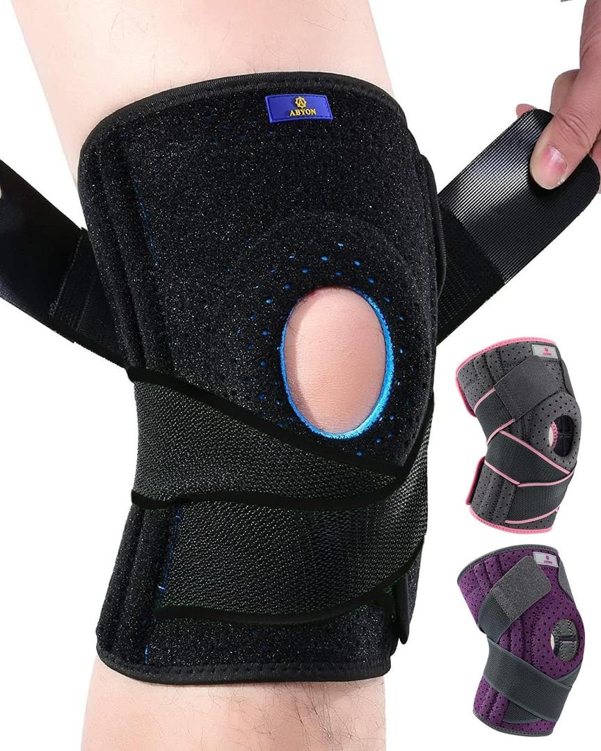 ABYON Plus Size Knee Braces for Knee Pain with Side Stabilizers for Man Women.Relieves Meniscus Tear, ACL, LCL, MCL,Arthritis.Non Slip Adjustable Knee Support for Joint Pain Relief, Injury Recovery (4X-Large/5X-Large (Pack of 1), Black)