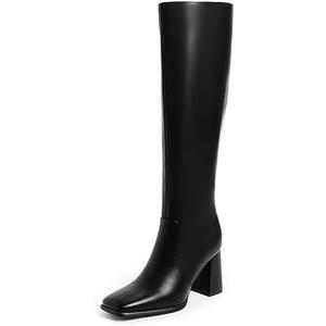 Modatope Knee High Boots Women Chunky Heel Square Toe Tall Boot for Women High Heel Side Zipper Long Boots, Size: 9