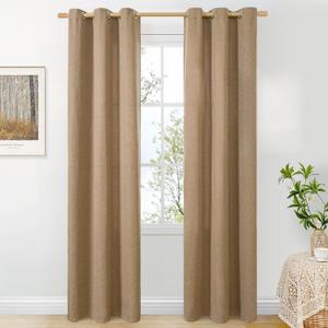 BGment Thick Linen Curtains for Living Room 84 Inch Length 2 Panels, Camel Textured Light Filtering Privacy Window Curtain Drapes for Bedroom Office Farmhouse, Each 38 Inch Wide