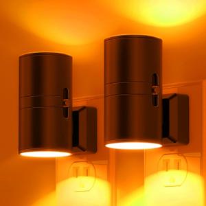 L LOHAS LED Night Light, Amber Nightlight, Dimmable Night Light, Light Sensor, Yellow Nightlight, 0-100LM, Sleep Light for Kids, Soft & Warm Light for Bedroom, Bathroom, 1 Pack