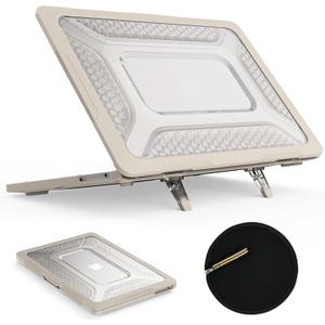 SEYMAC stock Case for MacBook Air 13.6 inch, Shock-Absorbing Protection with Folding Stand &Mouse Pad Case for MacBook Air 13.6 inch, Beige