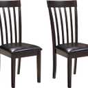 Signature Design by Ashley Hammis Rake Back Dining Room Chair, Set of 2, Dark Brown, 18"W x 23"D x 40"H