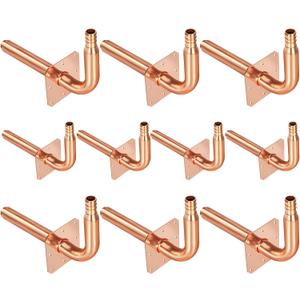 Pack of 10 Copper Stub Out Elbows with Wall Flange Stub Out 1/2-6inch Lengh- Easy to Install, Lead-Free-PEX-B,C Stub Out Accessories,Barb Crimp PEX-B Copper Stub Out Elbow with Wall Flange.