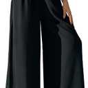 zsangbee Women's Wide Leg Palazzo Pants Chiffon Flowy Loose Party Wedding Dressy Casual Trousers, Small 