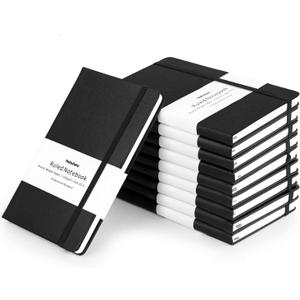 Huhuhero 10 Pack Lined Journal Notebook, 120Gsm College Ruled Thick Paper Journals for Writing, Hardcover Notebooks for Work School Business Note Taking Women Men, 5"8.25" (10, Black)