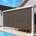Outdoor Roller Shades for Patio, 9' W x 8' H Cordless Patio Shades Roll Up Outdoor Blinds with Splicing Design, 90% UV Protection for Porch Gazebo Pergola, Mocha, 108"W x 96"H