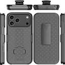 2 x for iPhone 17 Pro Holster Case with Belt Clip & Kickstand, 2-in-1Rugged Bumper Cover Full-Body Military Grade Protection (Black)