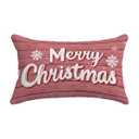 FGFK Pink Merry Christmas Pillow Covers 12x20, Girly Christmas Decor, Rustic Xmas Winter Snowflake Decorative Throw Pillow Covers for Home Living Room Bedroom Sofa Couch