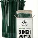 200PCS Nylon Zip Ties - 8 Inch Green,Multi-Purpose Self Locking Cable Ties,Ultra Strong Plastic Wire Ties with 40lb Tensile Strength,Cable Ties for Indoor and Outdoor Use