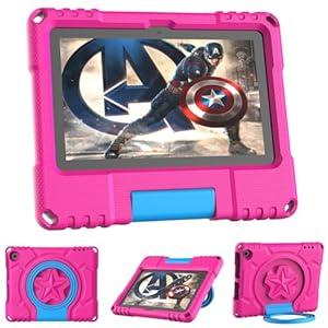 Patamiyar Amazon Fire 7 Tablet Case for Kids(12th Generation, 2022 Release), Not for iPad TCL Nokia 7, Lightweight Shockproof Kidsfriendly Fire 7 Kids Tablet Case with Handle Stand -Pink