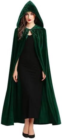 Vampire Cape Velvet Witch Cape with Hood,Gothic Cloak for Halloween Parties, Cosplay & Vampire Costumes for Women Size L